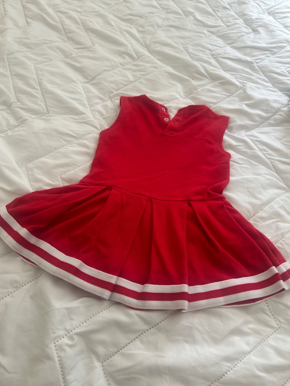 Red Kids Sleeveless Cheer Dress with Snap Bodysuit - Picture 4 of 4